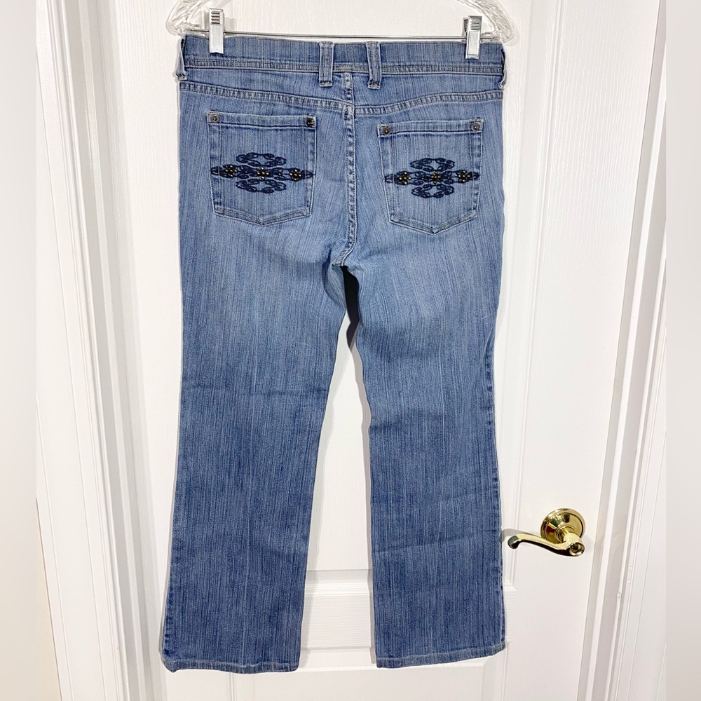Y2K VTG WHBM Noir Studded Pocket Low Rise Bootcut Jeans HONG KONG Size 4 Short